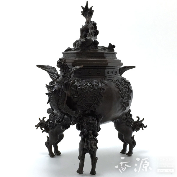 高岡銅器 六角牡丹獅子香炉の通販 - お香専門店香源