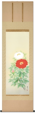 牡丹 吉田豊青 尺五！ 花鳥画 - 掛け軸（掛軸）販売通販なら掛け軸総本家