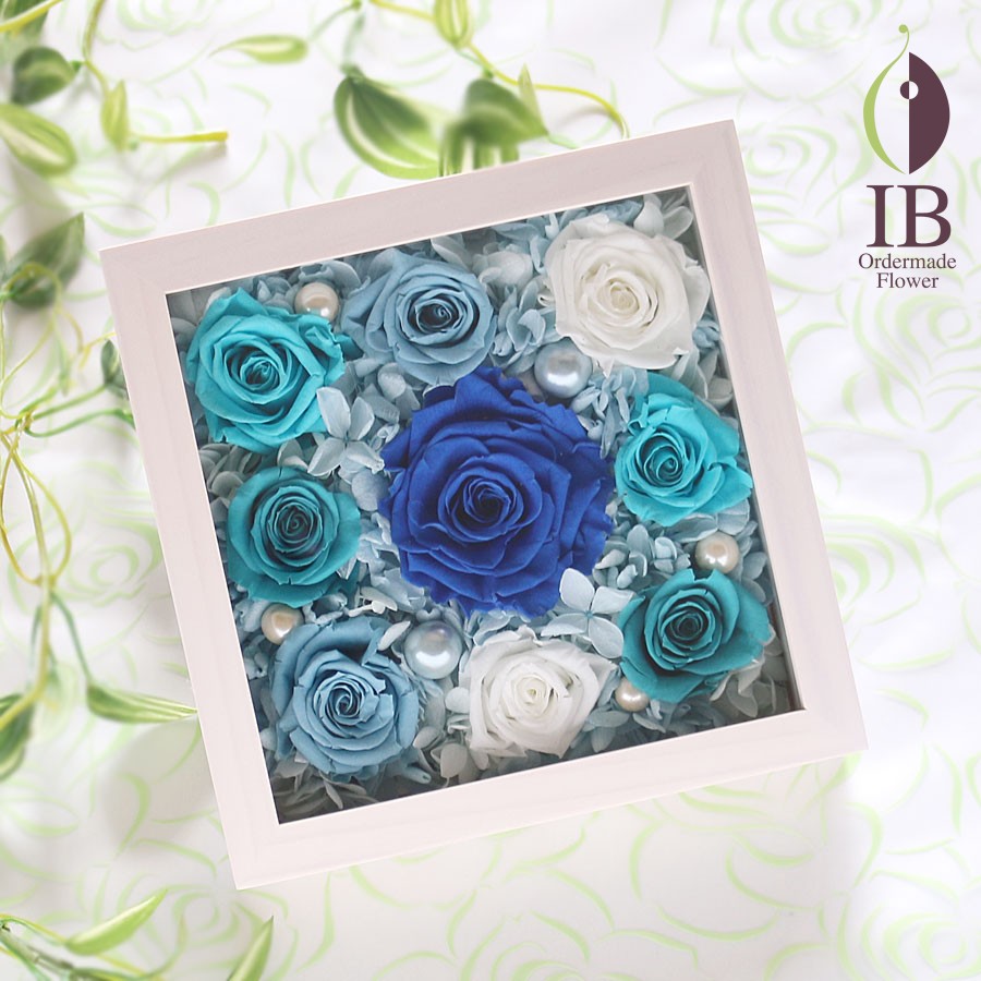 ブリザードフラワー 青バラのボックスフレーム240307yn | ブリザーブド