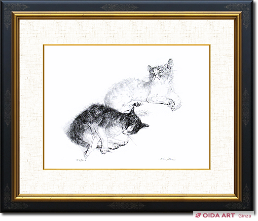 藤田嗣治 二匹の猫 | 絵画など美術品の販売と買取 | 東京・銀座 おいだ美術