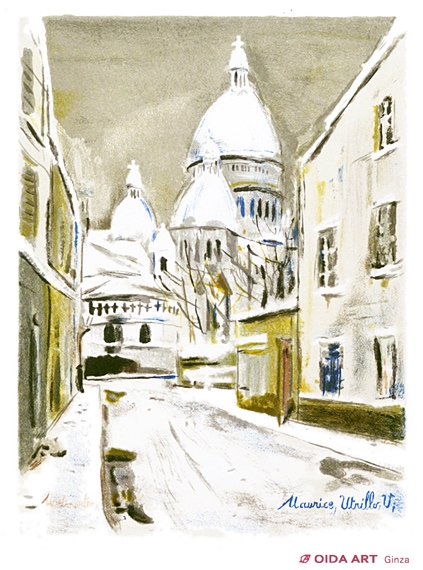 ユトリロ モンマルトル・ベキュより「雪のサクレクール寺院」 | 絵画