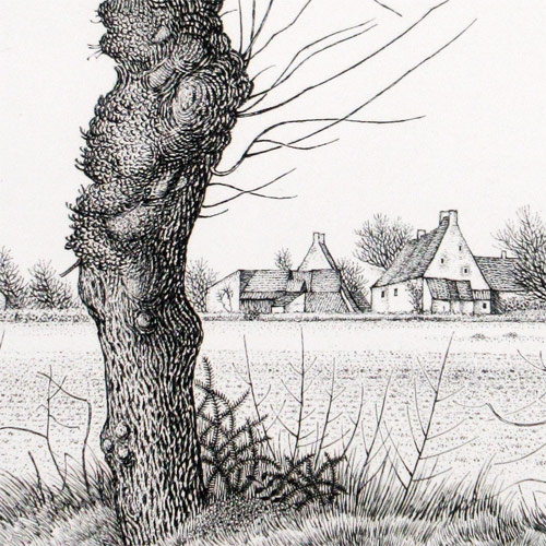 長谷川潔 ニレの老樹 | 絵画など美術品の販売と買取 | 東京・銀座 おい