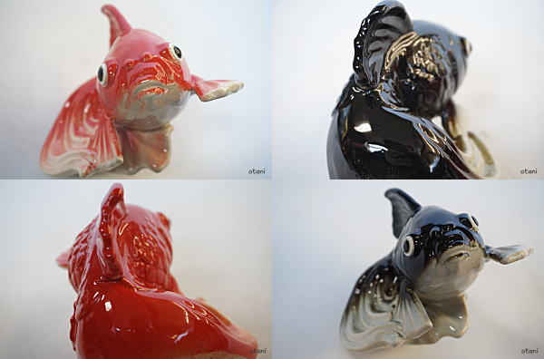 信楽焼金魚縁起置物陶器の販売