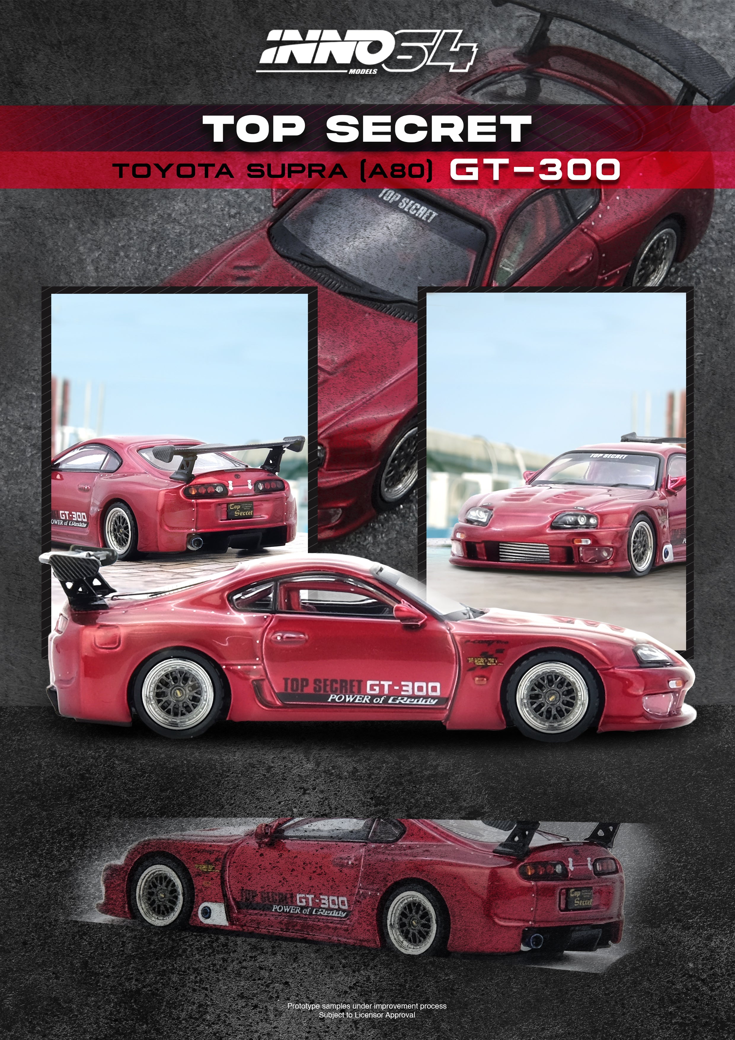 INNO64 1:64 Toyota Supra (A80) TOP SECRET GT300 in Red – Model