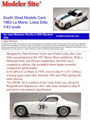 South West Models Cars 1963 Le Mans, Lotus Elite, 1/43 scale - 1