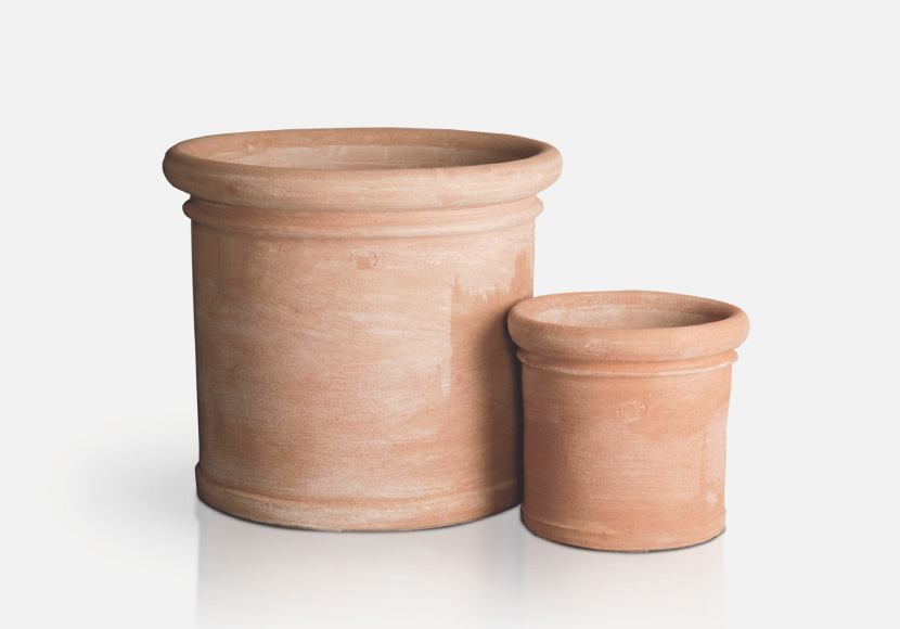 ハンドメイド・イタリアンテラコッタ素焼き鉢【リスチオシリンダー