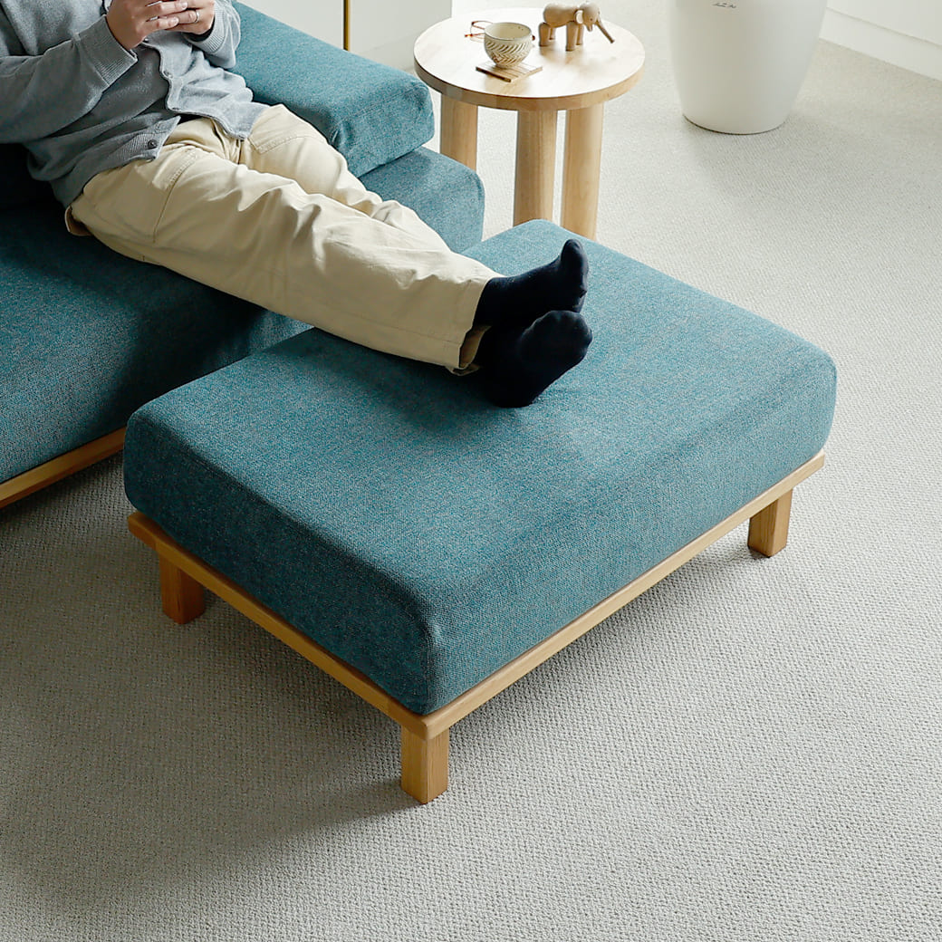 SIEVE rect unit オットマン カバーリング 洗える ブルー｜miion