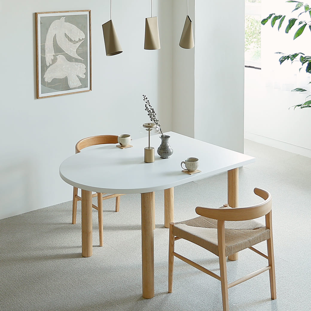 ハーフオーバル ダイニングテーブル 幅120cm オーク脚 北欧モダン