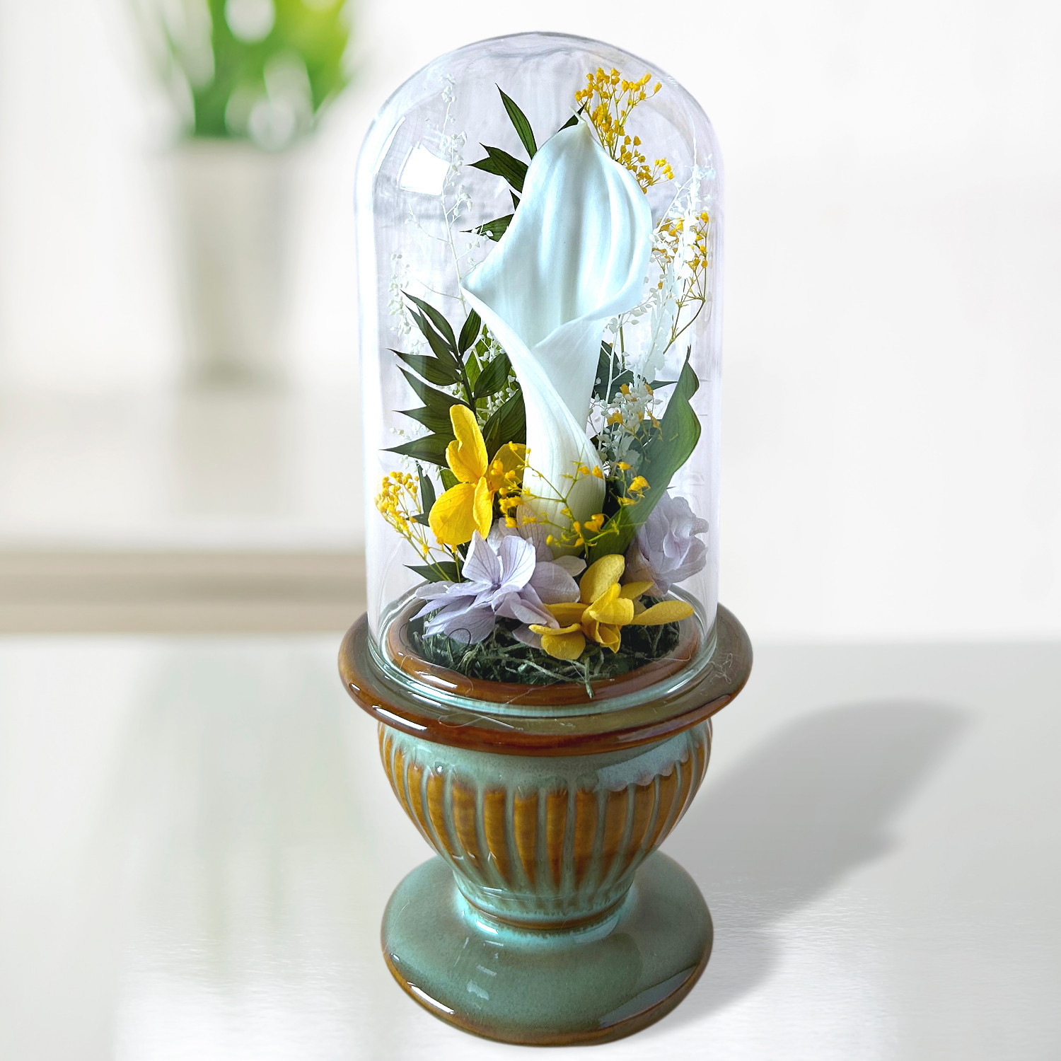 プリザーブドフラワー お供え 仏花 お洒落 ガラスドーム ドーム型