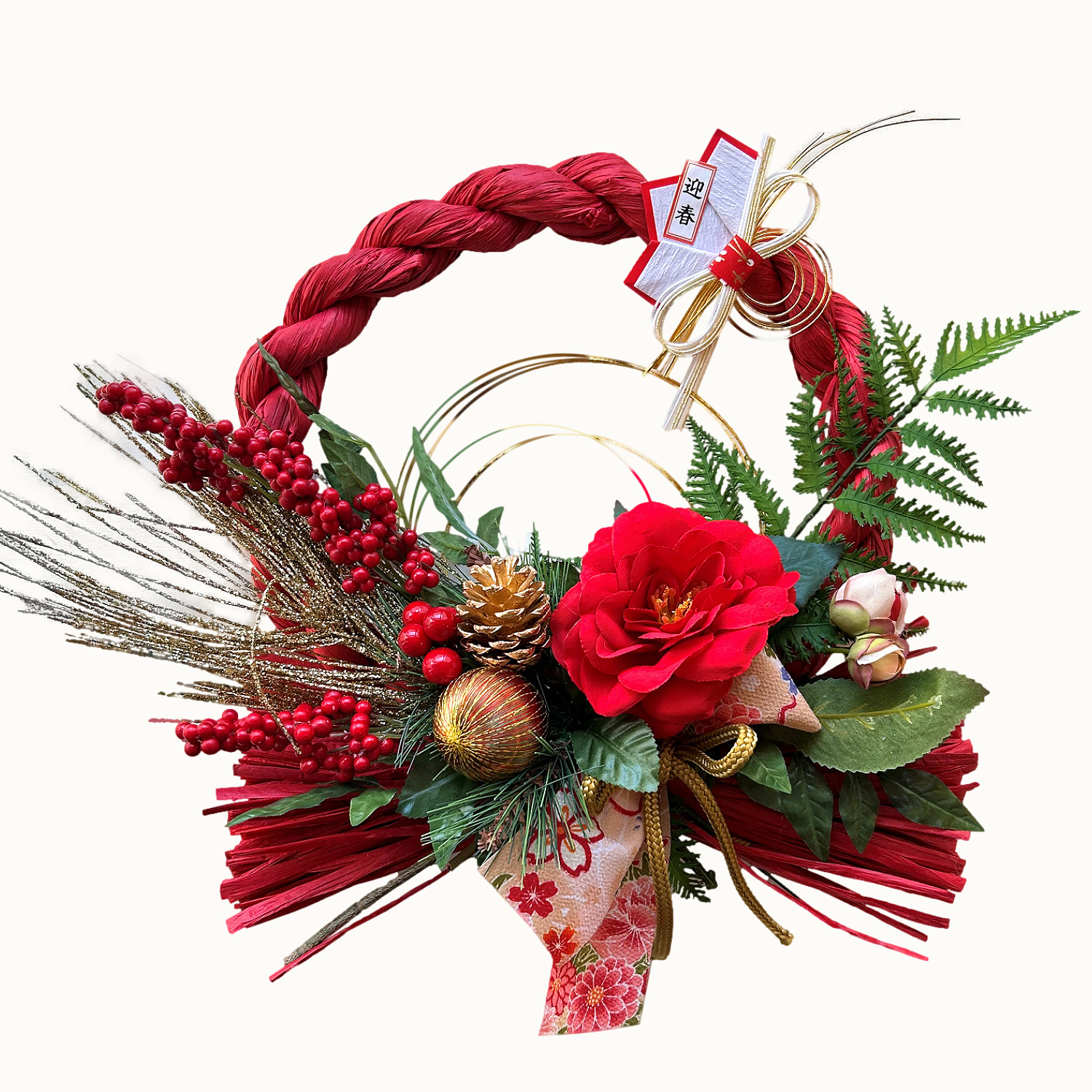 和モダンしめ縄 しめ縄リース アーティフィシャルフラワー お正月飾り