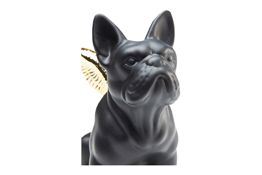 シッティングエンジェルドッグゴールドブラック デコオブジェ