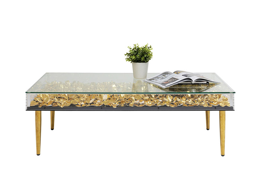 ゴールドフラワー 120x60cm ローテーブル/コーヒーテーブル - ロー