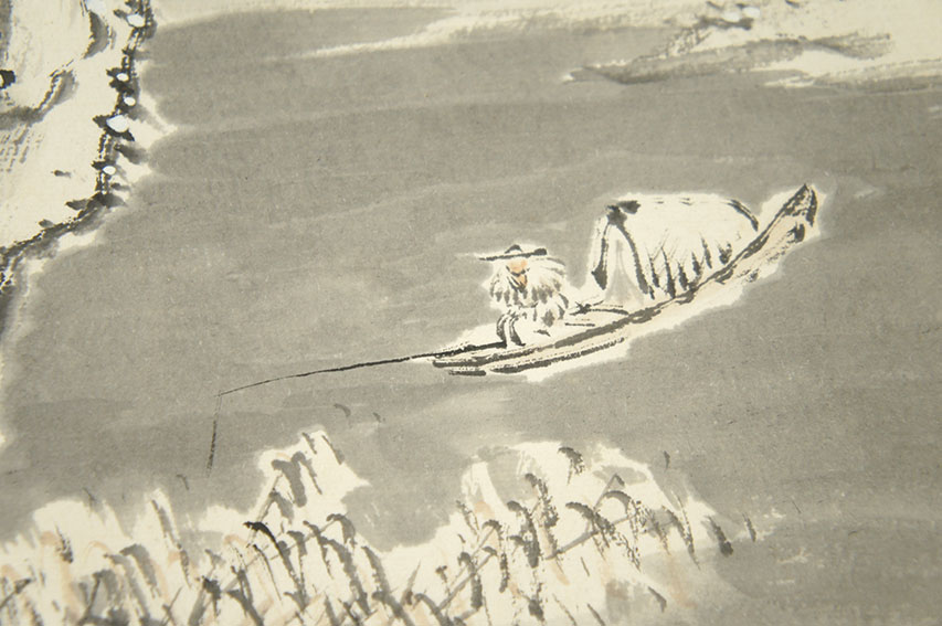 岸浪柳渓色紙「独釣寒江雪」 / Ryukei Kishinami | Natsume Books