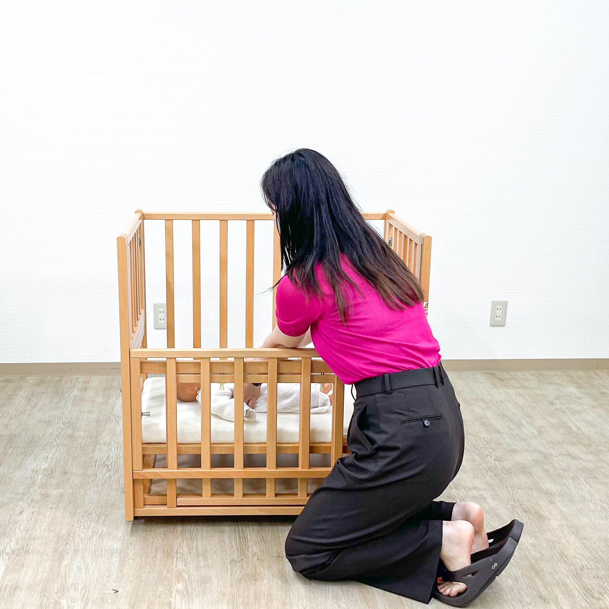 ヤマサキ With mini タイニーサイズ 添い寝 ロータイプ ベビーベッド