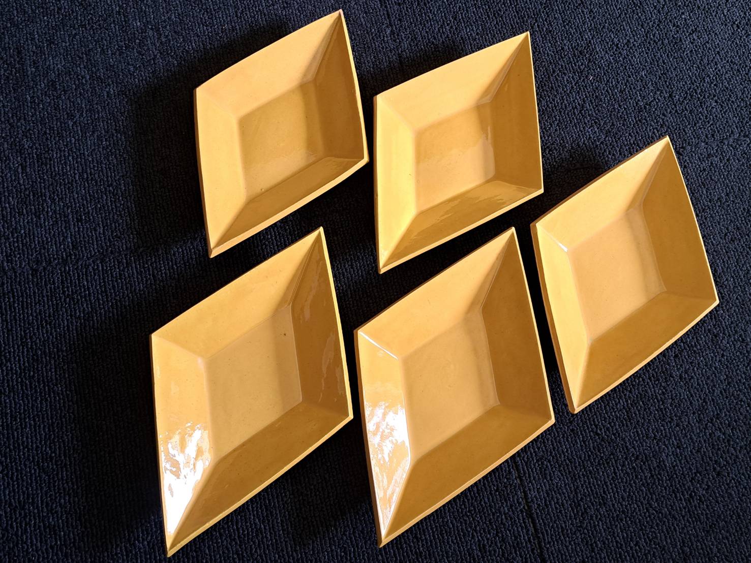 永楽善五郎(妙全)造 黄交趾 菱皿 五客 | 新栄堂