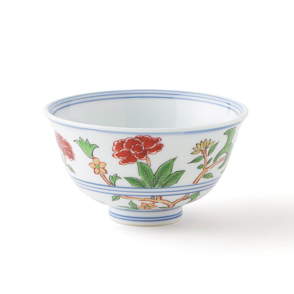 赤絵更紗花文 飯碗 ｜ 有田焼の源右衛門窯公式オンラインショップ
