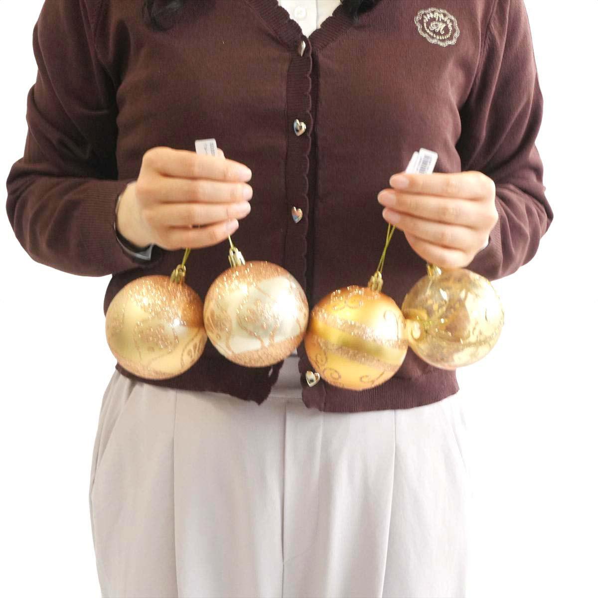 12個 オーナメントボール 8cm レッド