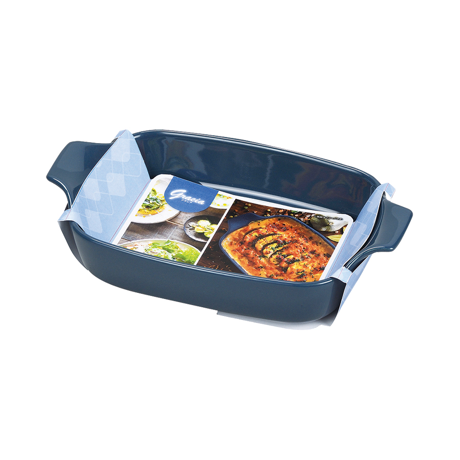 グラシア 深型プレート長方形(ネイビー) L-1948