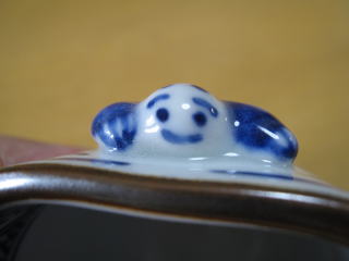 清水焼 呉須一閑人草花湯呑 岩華窯