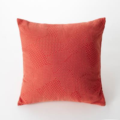 刺し子クッションカバー朱×生成 | Sashiko fabric cushion cover Red x