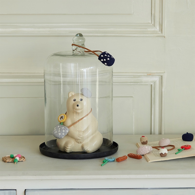 cocochiさんのかぎ針編み フィンランドの白くま貯金箱 お花見セット