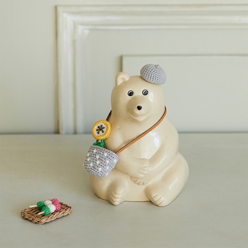 cocochiさんのかぎ針編み フィンランドの白くま貯金箱 お花見セット