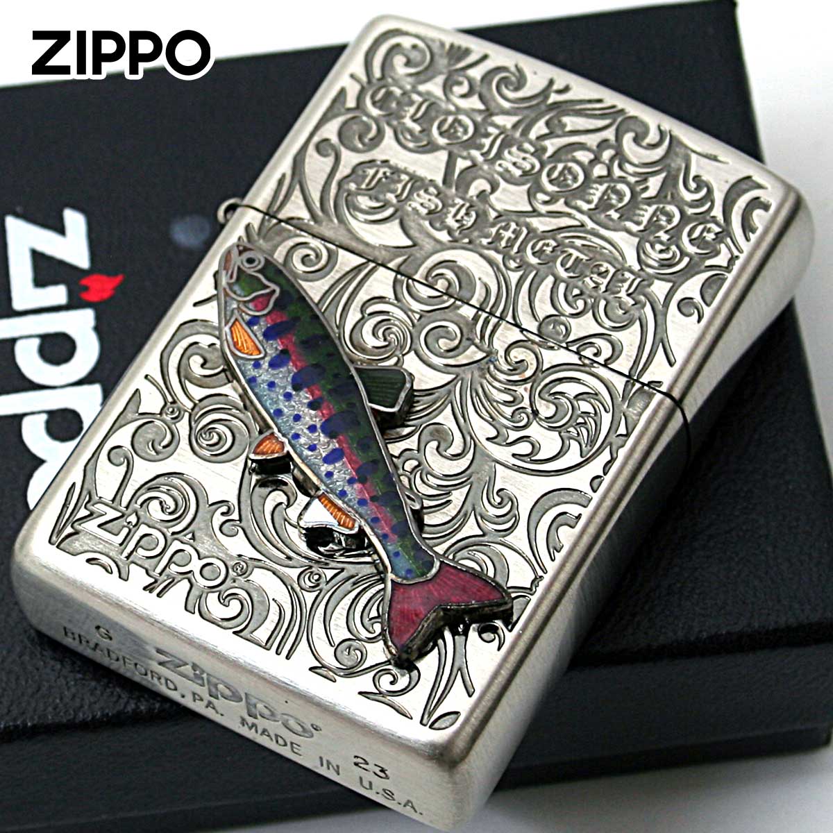 Zippo ジッポー ヤマメ ヴィンテージ 七宝メタル 淡水魚 Vintage