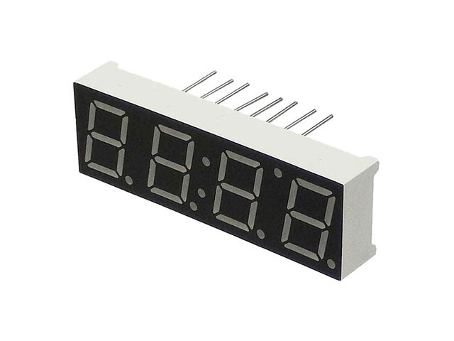 4桁黄色7セグメントLED表示器(コロン付) アノードコモン(アノード共通