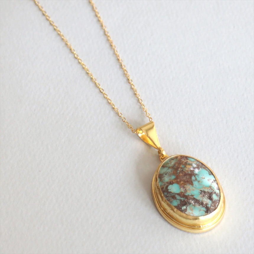 amphora / ターコイズ ペンダント オーバル ビッグストーン 60cm