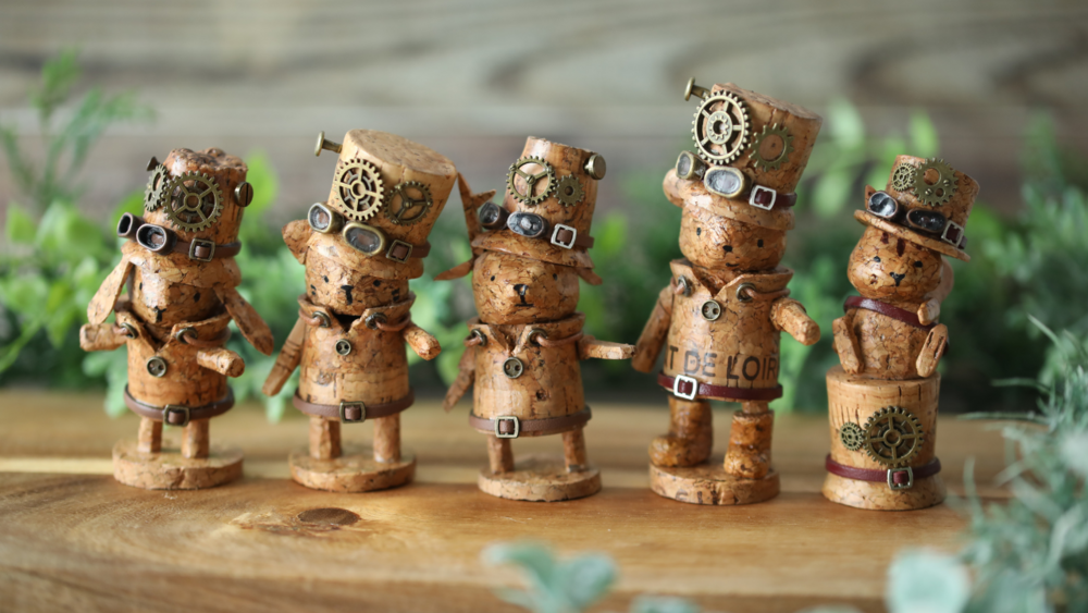 動物たちのコルク人形/スチームパンク仕様 | コルクアートテラス