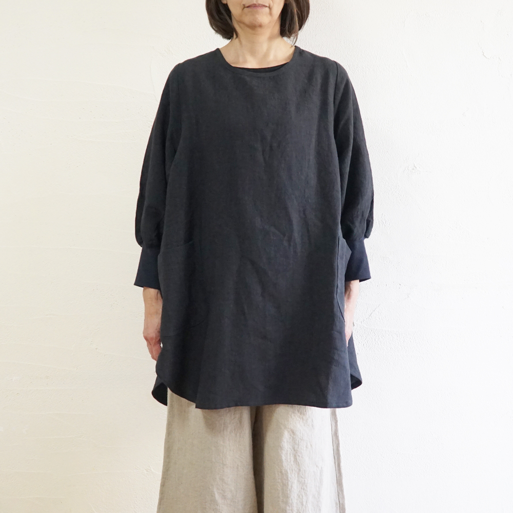 BR1768】 天日干しリネン・チュニック割烹着 | ブランチエム│50代から