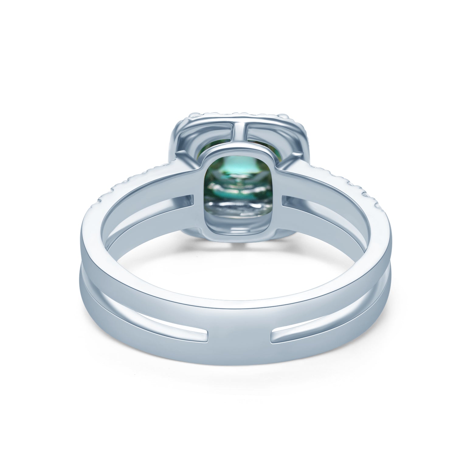 グリーンモアサナイト シュガーローフカット ヘイロー ダブルアーム