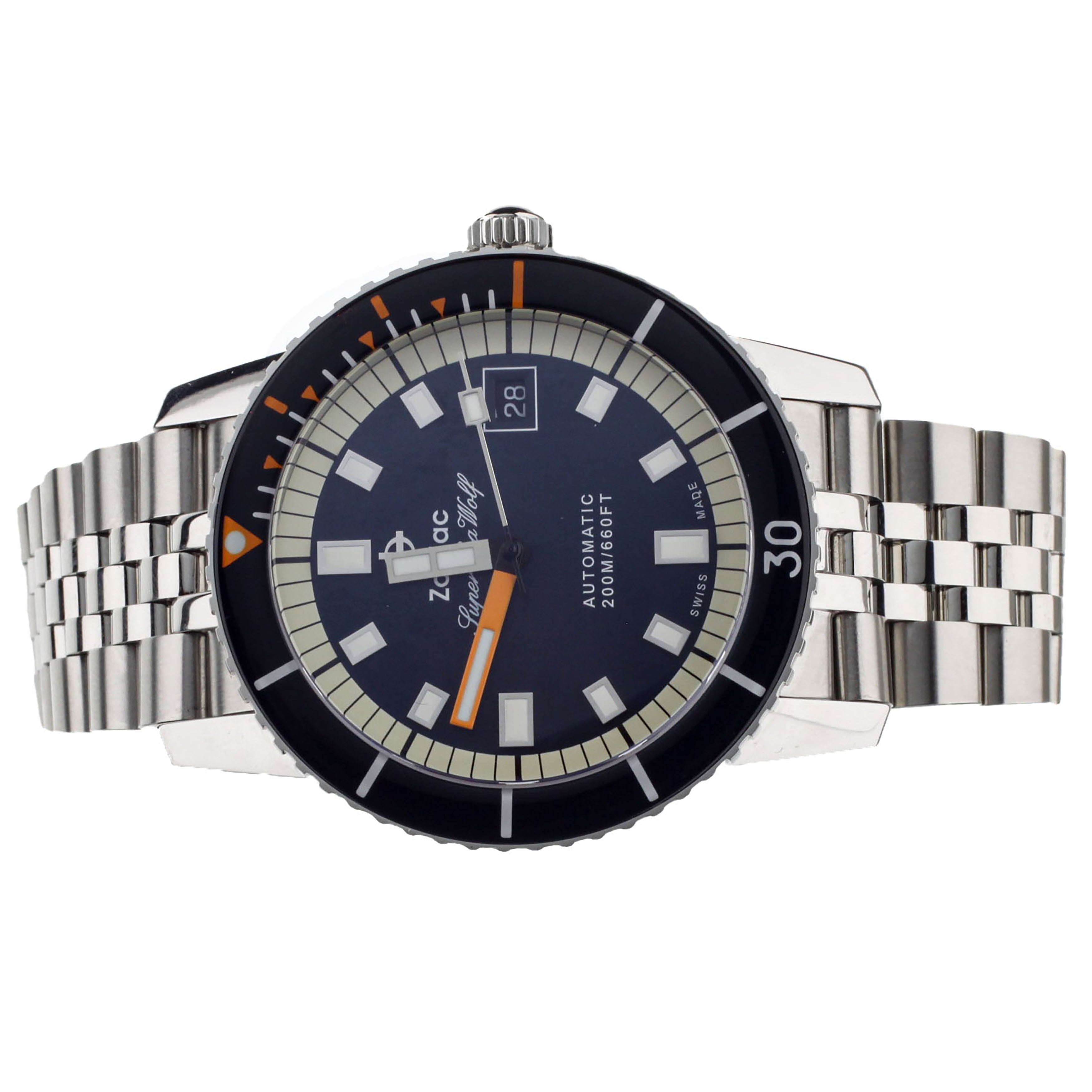 ZODIAC SUPER SEA WOLF STAINLESS STEEL BLUE DIAL ON BRACELET 40MM ZO926