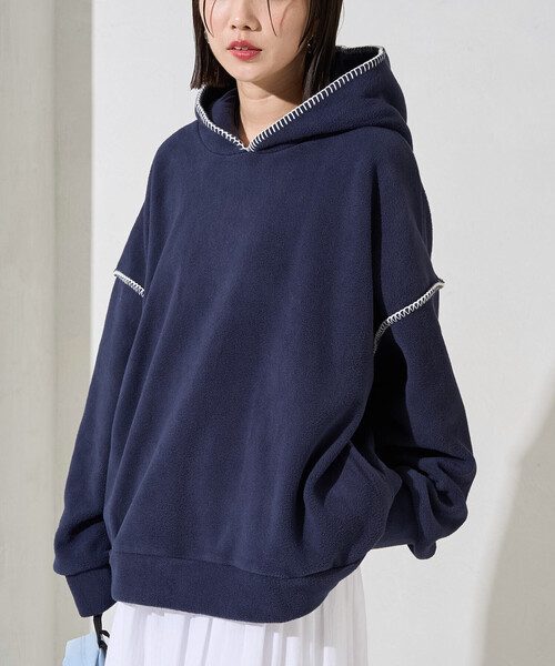 セール】限定展開 ブランケット ステッチ フリース パーカー（パーカー