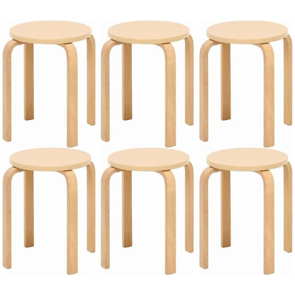 不二貿易 木製曲脚イス 21／S6 ナチュラル 12838 1セット(6脚入