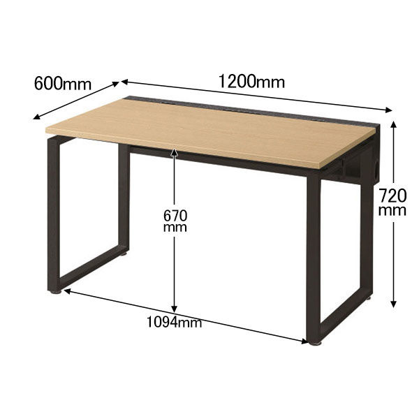 Ceha プレノデスクシステム 平机 引出し無し オーク天板/ブラック脚 幅