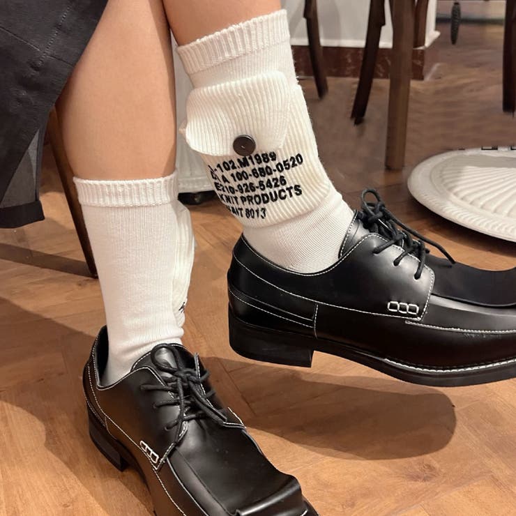 mosox】ユニセックス英字プリントポケット付きソックス[品番