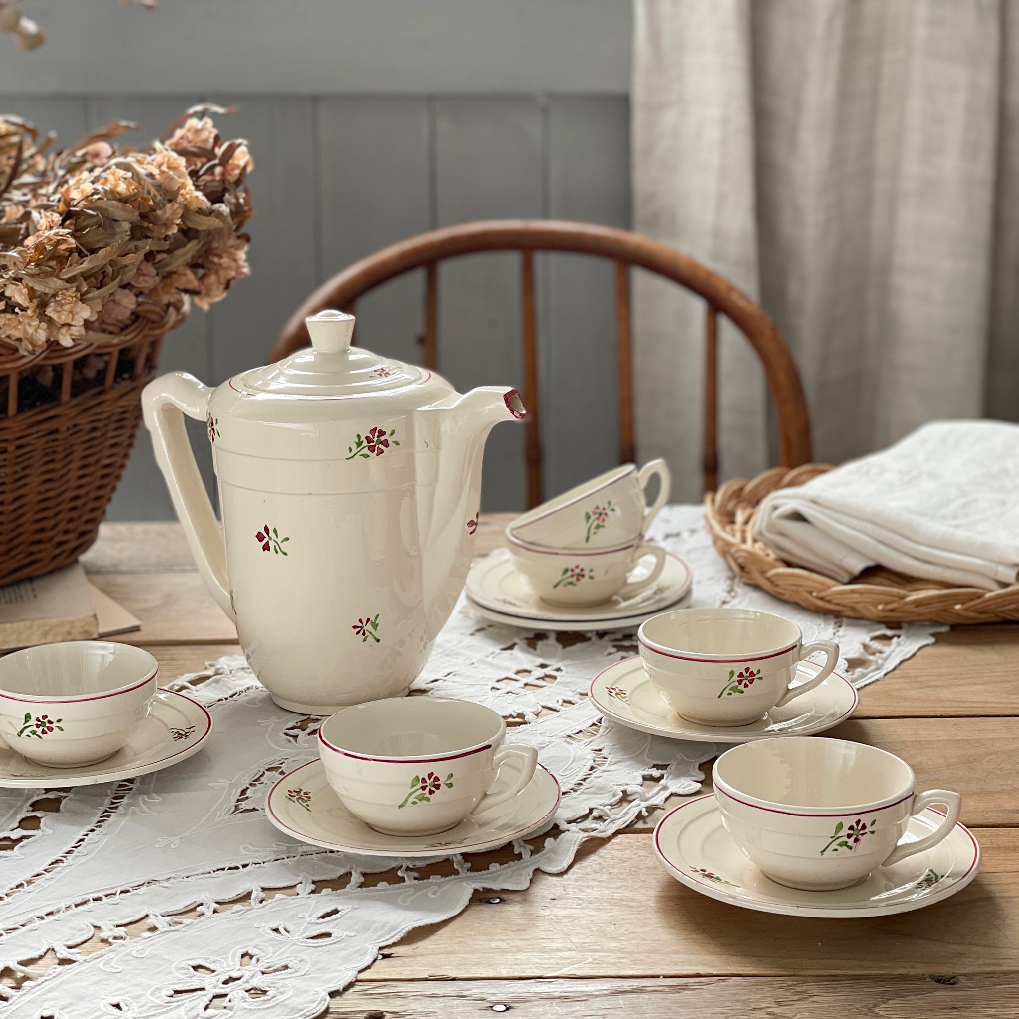 Niderviller窯（MADRID）のコーヒーポットとC&S6客セット フランス