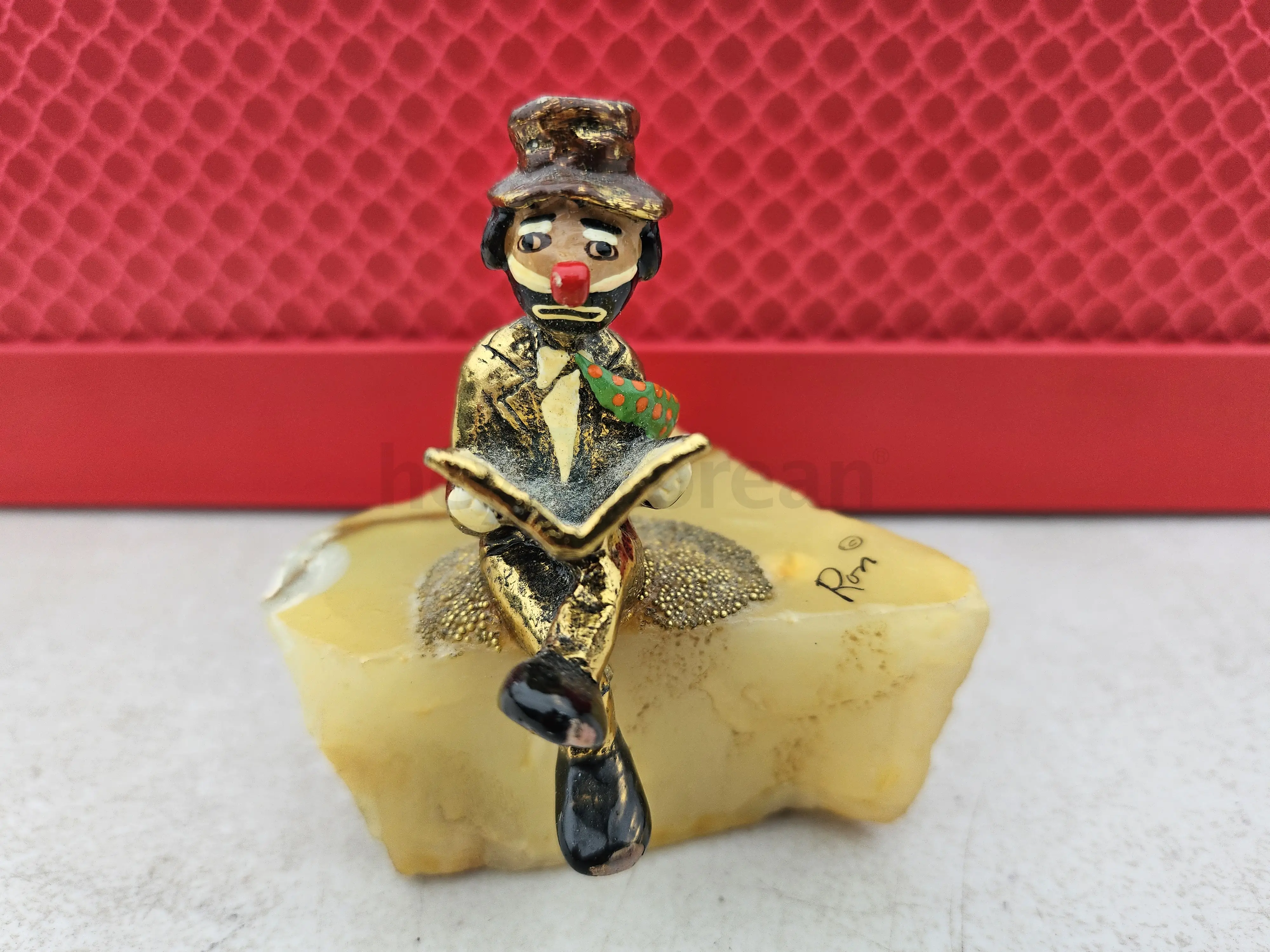 Ron Lee Vintage 24K Gold Plated Clown Hobo Reading Figurine