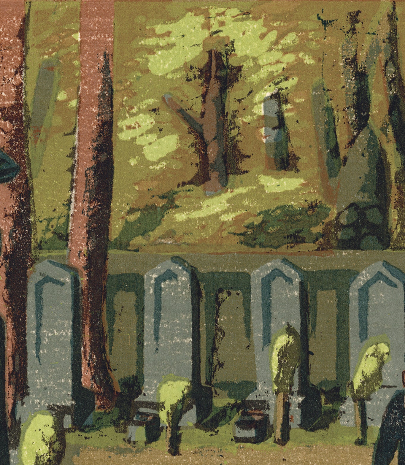 畦地梅太郎：泉岳寺墓地（販売） – Egenolf Gallery Japanese Prints