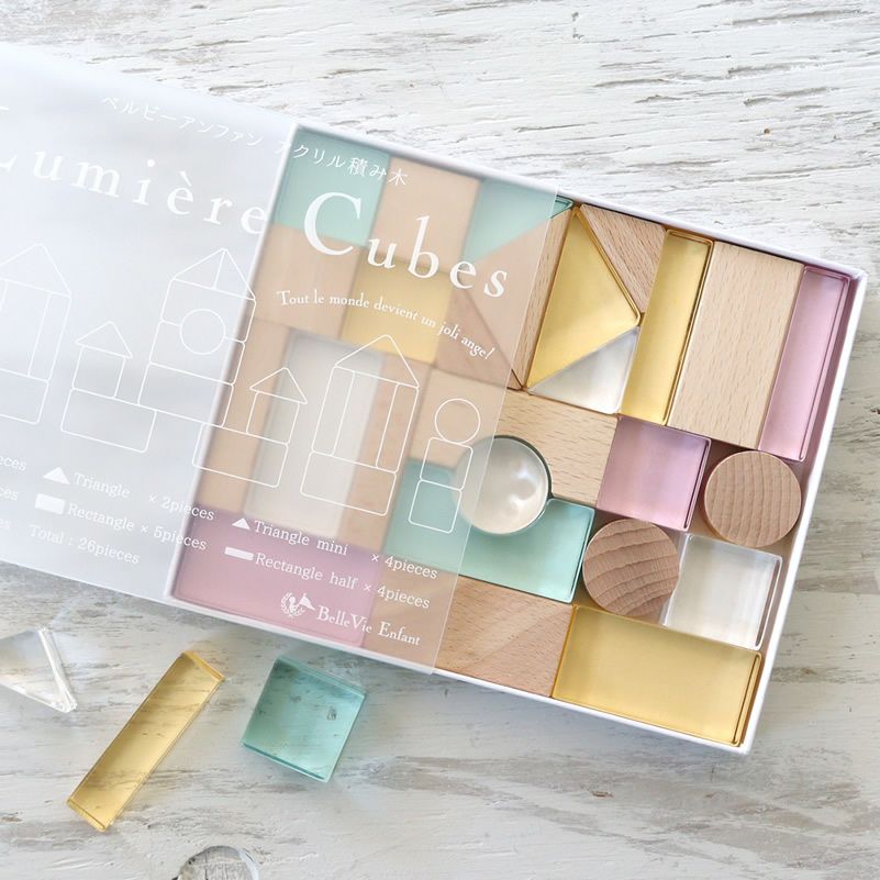 Lumiere Cubes Feerie アクリル＆木の積み木 26ピース(日本製
