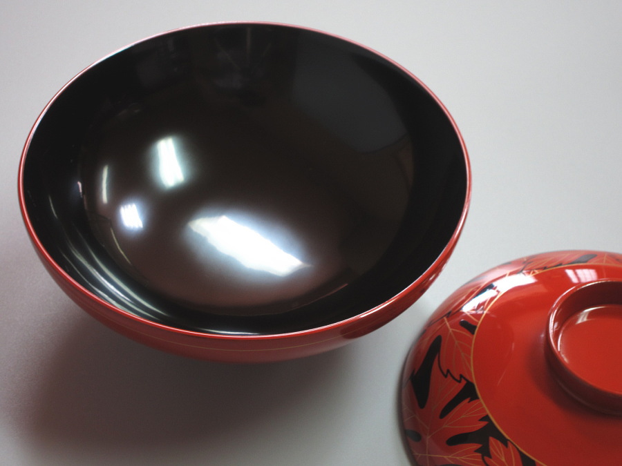 茶道具商(有)越中屋 輪島塗煮物椀 朱塗楓蒔絵 十客揃 輪島塗與畑漆器店