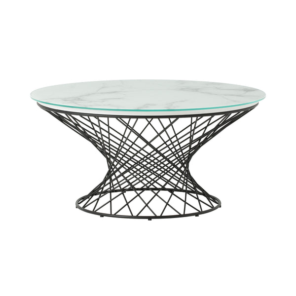 マーリア コーヒーテーブル 大理石×ブラック（φ800） | Francfranc