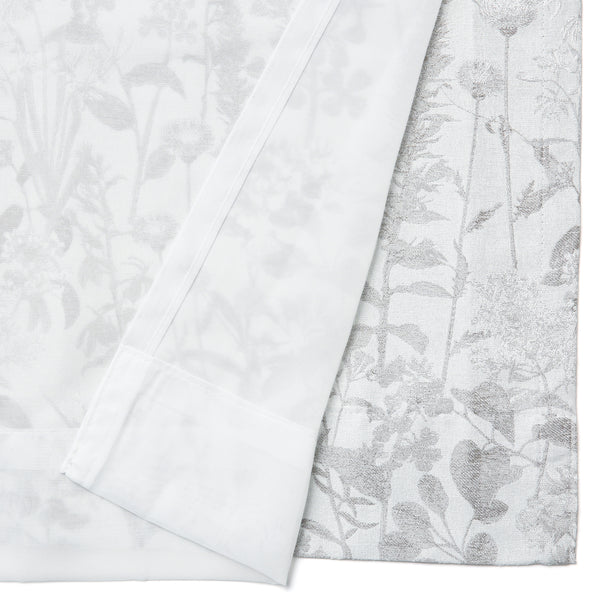 シフォン×ボタニカル ダブルカーテン H1780×W1000 ライトグレー