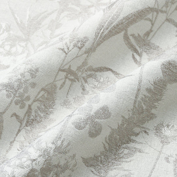 シフォン×ボタニカル ダブルカーテン H1780×W1000 ライトグレー