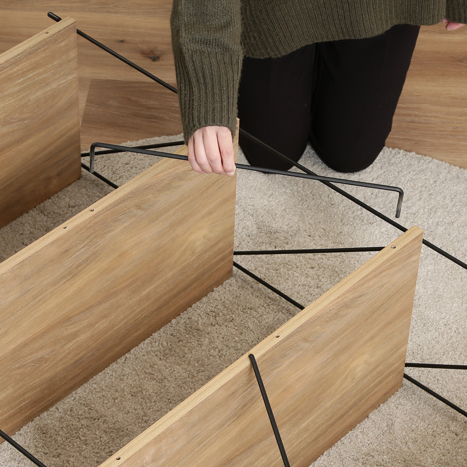 C/D:77563] EZBOワイヤーラック4段 60幅 OAK NA