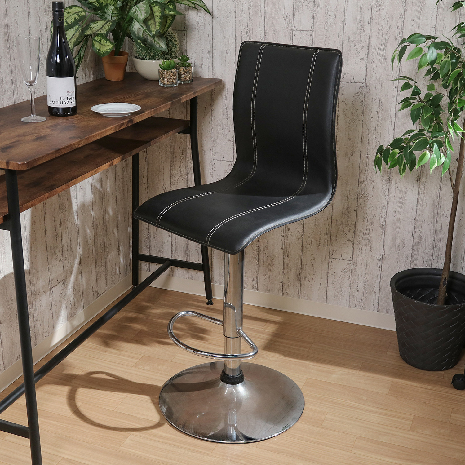 C/D:78223] カウンターチェアー スタイル ハイ H－1012BK