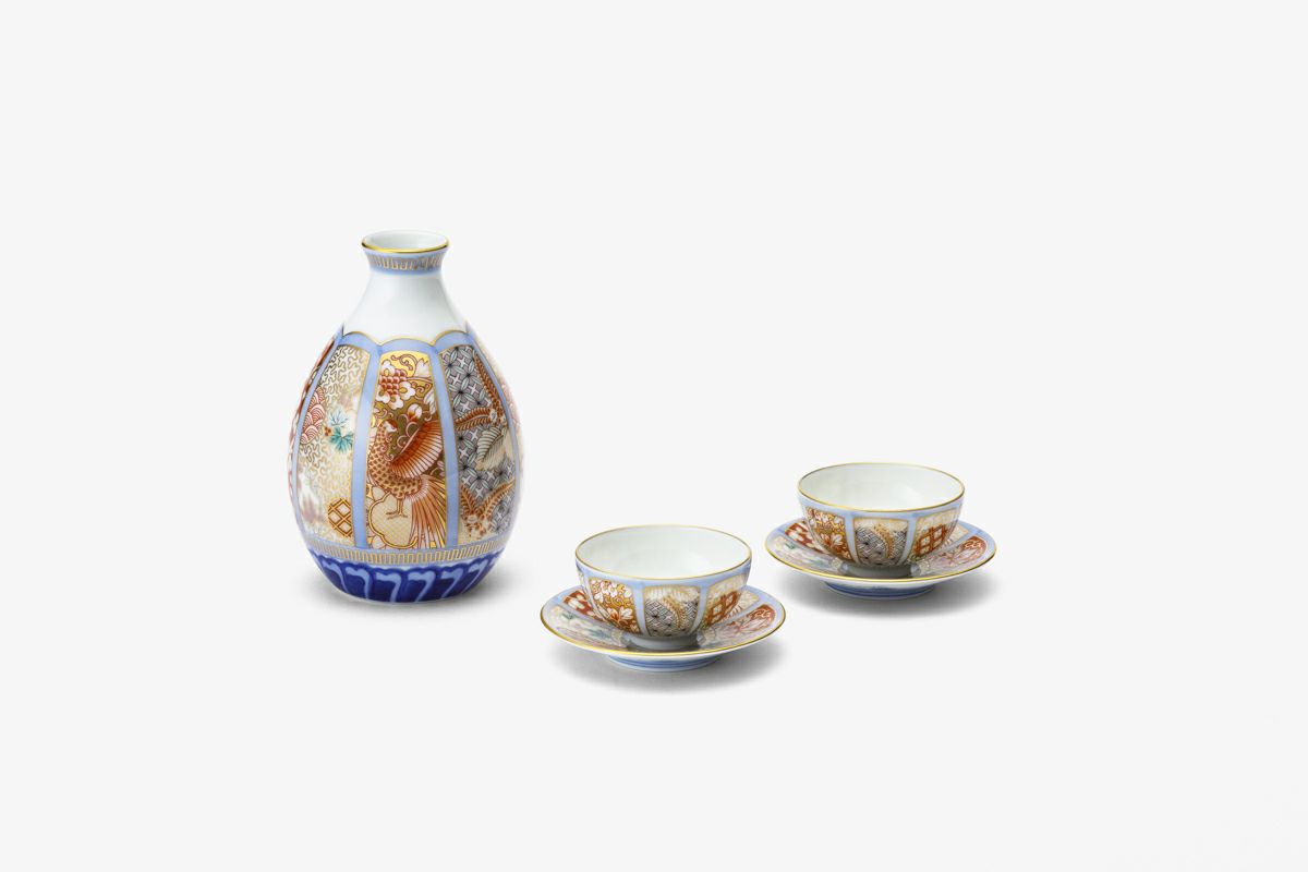 沈香壺、染め付け、鳳凰、面取り、元禄。 沈香壺、染め付け、鳳凰