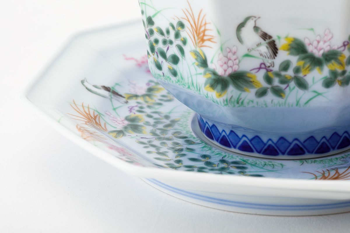 萩花見 八角紅茶碗皿 | 有田焼 深川製磁｜公式オンラインストア