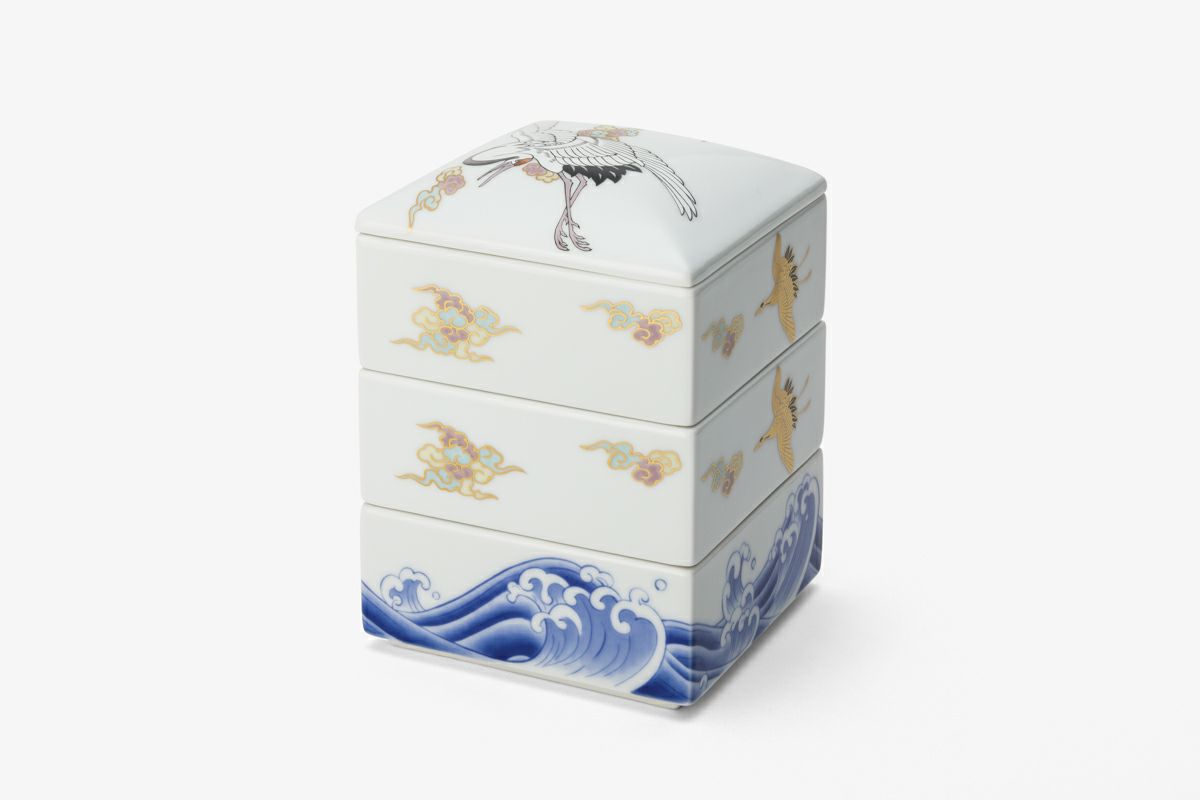 白金波鶴紋 三段重 | 有田焼 深川製磁｜公式オンラインストア